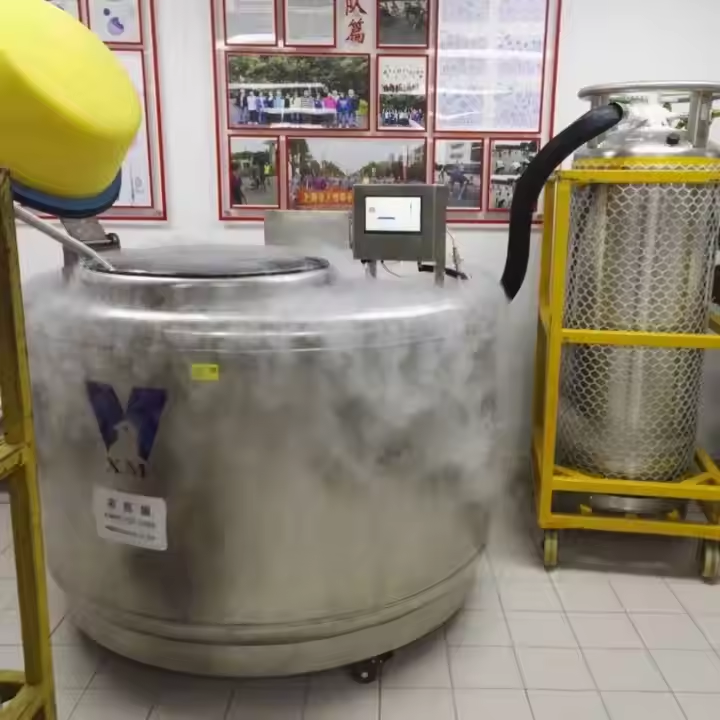 使用液氮罐凍存，外部結(jié)霜